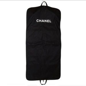 Chanel XL / Extra Long Large Black Garment Bag Canvas Logo Suit Coat